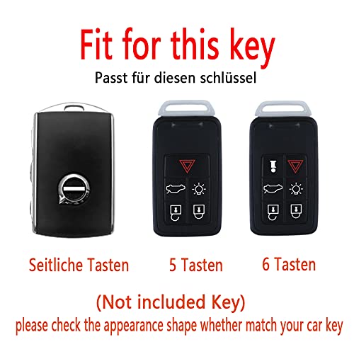 HIBEYO Smart Car Key Case Fits for VOLVO Protective Key Case Cover Cowhide Leather Fits for VOLVO XC90 XC70 S60 S80 S90 C30 V70 V90 T6 T8 Remote Key Ring-Side Buttons Pink - Image 2