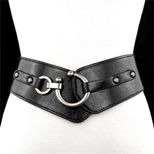 Vintage Women Wide Leather Buckle Waistband Elastic Belt Strap Clothing Accessories2