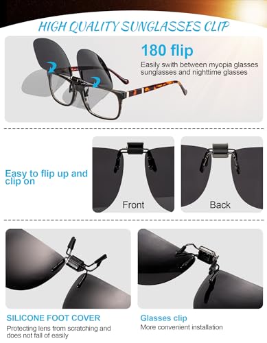 Image of OCCI CHIARI Polarized Flip-up Clip-on Sunglasses for Eyeglasses for Men and Women Outdoor /Driving UV400
