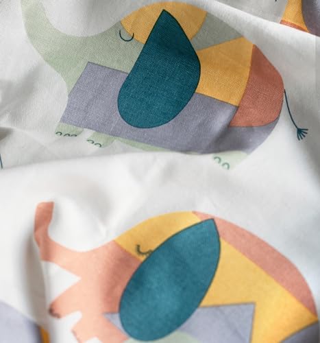 Image of Tranquebar Curtain Co. Kids Room Curtain, Cotton Curtains, 60-65% Room Darkening, Multicolor Elephant Print, Window Curtains 5 Feet, BackTab Loops, Design APU (152 cm) - Set of 2
