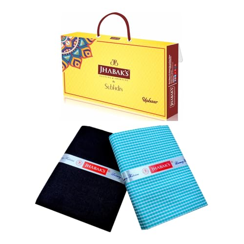 Image of JHABAK'S Unstitched Premium Polyester Checkered Shirt & Trouser Fabric - 2.25 m Shirt Cloth - 1.20 m Pant Piece (Pack of 10)