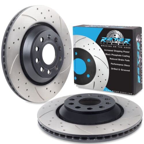 Direnza Rear Drilled Grooved 310mm Brake Discs Compatible with VW Golf Mk6 Mk7 Mk8 GTI GTD R 2.0 TSI 13+