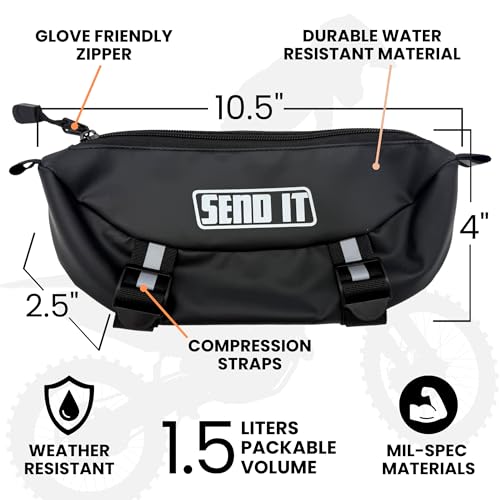 ThrottlePak Waterproof Dirtbike Handlebar Bag | Compact Motorcycle Handle Bar Storage Pouch | Universal Fit Dirt Bike Bag for Trail & Adventure Riding | Durable Surron Bar Bag
