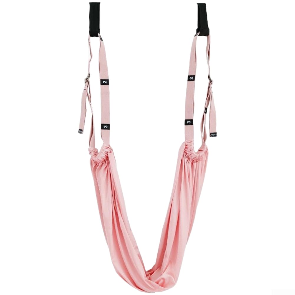 Yoga Sling for Home Fitness with Adjustable Length Design Compatible with Door Mounting for Aerial Yoga Stretch and Inversion Training (Pink)