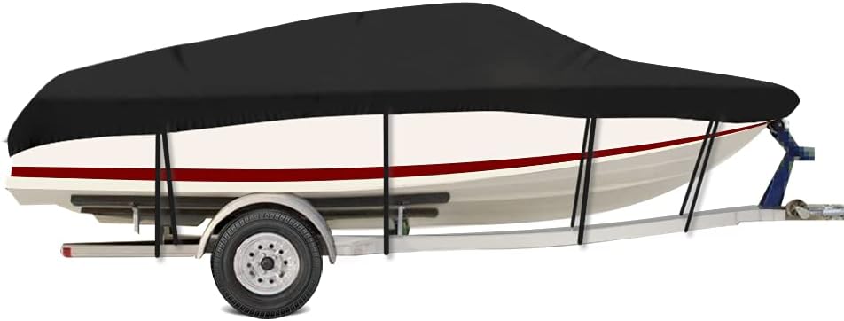 Marine Grade Trailerable Boat Cover Commercial Light Weight Fits V-Hull Tri-Hull Runabouts and Bass Boats Accessories 17-19ft | 20-22ft