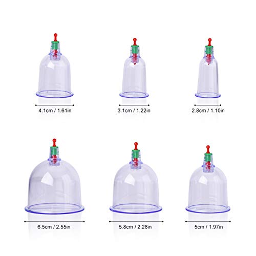 12x Saugnäpfe Schröpfen Therapie Set, medizinisches Schröpfen Chinesische Schröpfen Physiotherapie Set mit Vakuumpumpe und Ventil für Rückenschmerzen Cellulite Gesicht Abnehmen Bauch - Image 5