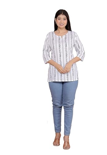 Image of Malikcraft Women's Rayon Printed Short Kurti Stylish Kurta for Women Trendy Short Kurta for Daily & Office Wear PR1