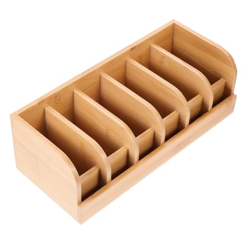 SOESFOUFU Belt Holder Organizer Bamboo Belt Display Stand 6-Compartment for Store Counter