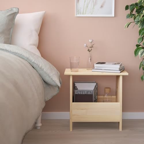 Solid Pine Wooden Storage Stool - Rustic Seat, Side Table or Nightstand with Hidden Compartment & Handle - Multipurpose Indoor Bench, Natural Finish, 11 x 19.25 x 17.75 Inches