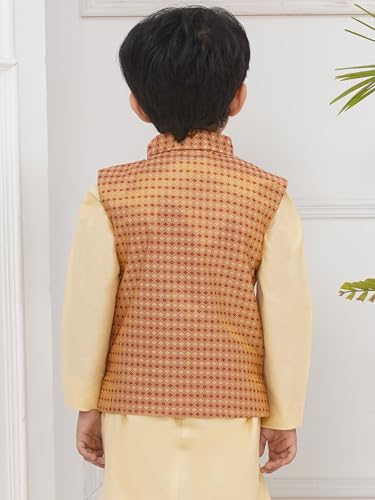 Boys Mandarin Collar Nehru Jacket. (BNJ50020203) (Brown) (02-03 Years)4