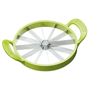 KitchenCraft Melonensnijder, fruitmes, snijmachine voor watermeloenen, groen kunststof en roestvrij staal, Ø 23,5 cm