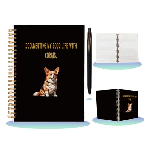 Carnet Corgis ligné pour le travail et l'école avec reliure spirale pratique