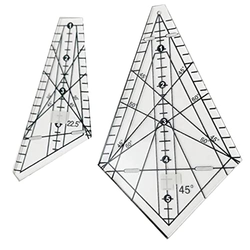 Pasuihcay Acrylic Sewing Patchwork Ruler Squedge 22.5°/45° Sewing Template Ruler Patchwork Quilting Ruler DIY Sewing Stencil Tool, transparent