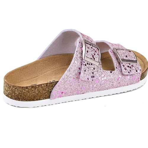 Image of Torotto Kids Sandals Boys Girls Slide Summer Non-slip Cork Glitter Toddler Slippers with Adjustable Straps for Indoor & Outdoor