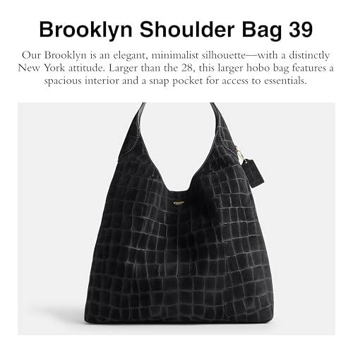 Coach Brooklyn Shoulder Bag 39 in Crocodile-Embossed Suede, B4/Black2