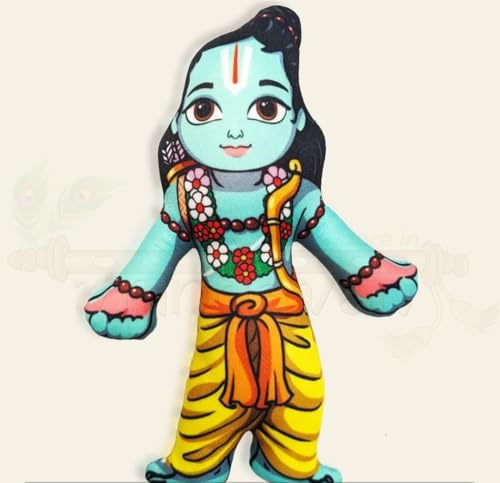 Image of Ram Darbar Soft Toy Set with Ravan - Lord Ram, Sita, Hanuman, Lakshman & Ravan Plush Dolls for Kids | Baby-Safe Ram Pariwar Stuffed Toys for Home Decor, Pooja Room & Gifting