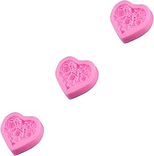 Luxshiny 3 Pçs De Para Gelatinas Cakesicles Molde Moldes De Fondant Silicone Rosa Molde Moldes De Silicone Molde De Coração DIY Molde De Cozimento Moldes De Argila De Polímero Molde De