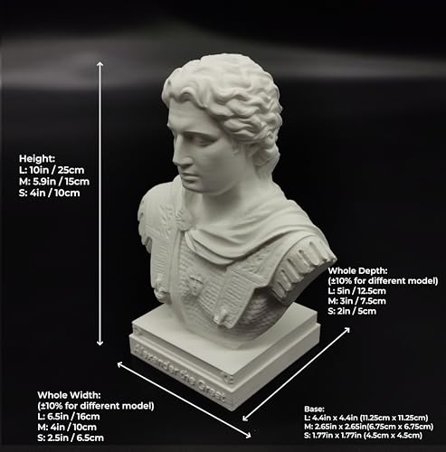 Busto decorativo Alejandro Magno 6 pulg alto miniatura 2