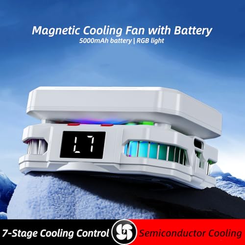 Image of Magnetic Mobile Phone Cooler: Semi-conductor Phone Cooling Fan with Rechargeable Battery, Cellphone Radiator with RGB Colorful Light for Gaming, Video Calls, Live Streaming, and Vlog