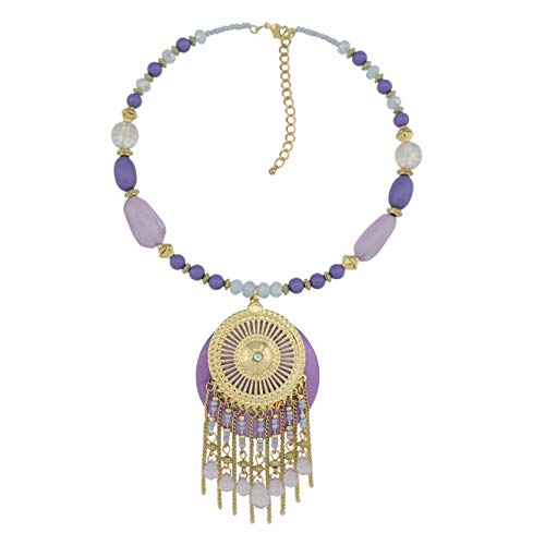 Bocar Statement Seed Beads Chunky Collar Pendant Necklace (NK-10342-purple)