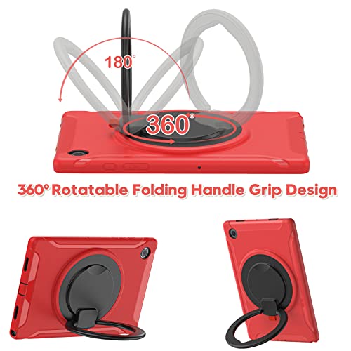 Coque robuste rouge Samsung Tab A8 avec support pivotant 360 - 6