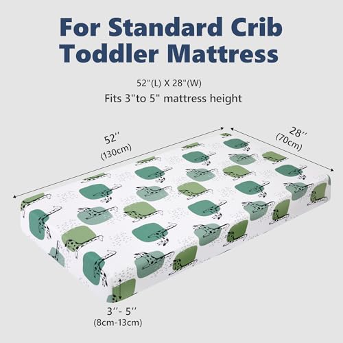 Image of TILLYOU Baby Crib Sheets for Boys Girls, Super Soft Toddler Bed Sheets, 2 Pack Sheets for Standard Crib Mattress 28x52in, Green Giraffes