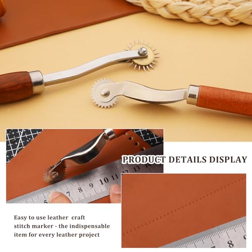 Nitlak 2 Pcs Tracing Wheel,Tracing Wheel Sewing Tool,Wooden Handle Stainless Steel Pounce Wheel,Tracing Wheel thumb #4