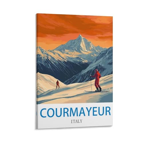 Affiche Courmayeur vintage : impression sur toile, deco murale et tableau de voyage