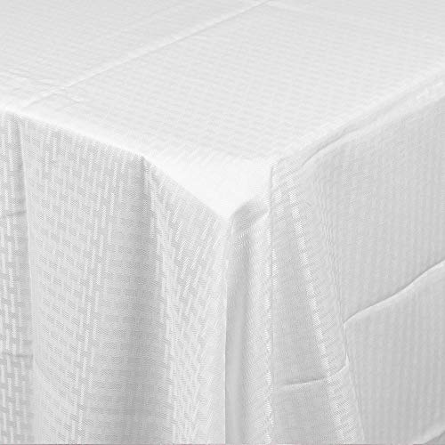URBNLIVING Décorative Damas Rectangle Nappes Housses Rectangle Vaisselle Repas Table Tissu Décoration - Crème Blanc Cassé Satin Tissage, 220 x 150cm Cover