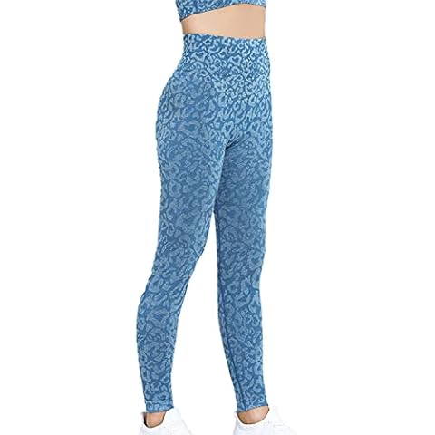 Suncolour Leopard Print Running Leggings for Women High Waist Gym Workout Running Sports Legging Pants Cover