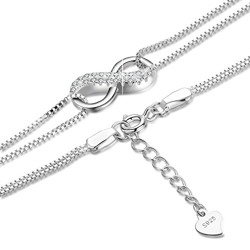 Pulsera Mujer LDUDU Regalos Originales Para Mujer Plata De Ley 925 Infinito Amor Pulseras de Zirconia Cúbica Corazón Joyería Regalos Cumpleaño para Madre Novia Esposa