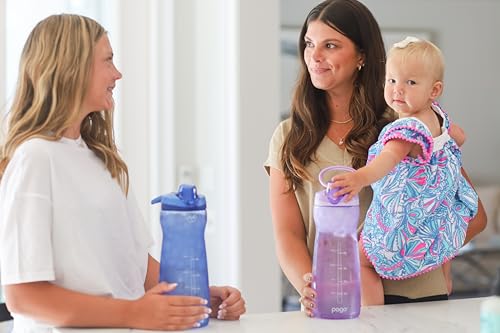 Image of Pogo 64oz Plastic Water Bottle with Leak-Proof Chug Lid and Carry Handle, Reusable, BPA Free, Capacity Markings, Dishwasher Safe, Perfect for Travel, School, Outdoors, and Gym, Lilac