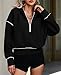 PRETTYGARDEN Women's 2026 Fall Hooded Sweatshirts Long Sleeve Half Zip Cropped Hoodies Pullover Winter Fashion Clothes (Black,Small)