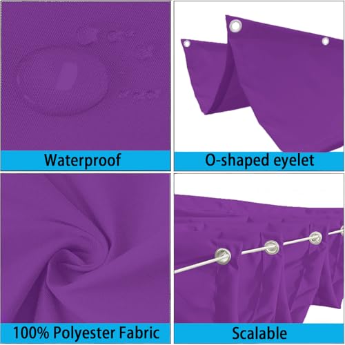 Voile d'ombrage vague rétractable 2,4x2,6m imperméable pour pergola extérieure pourpre - 7