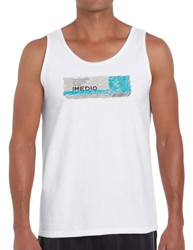 Camisetas EGB Camiseta Tirantes Chico Pegamento IMEDIO-2 - Ochenteras 80´s Retro Comic (Blanco, M)