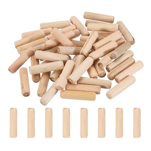 PATIKIL 95 Pzas Clavijas De Madera 3/8 X 1 1/2 Con Ranuras Para Trabajos De Carpintería Muebles Proyectos DIY Arte En Puertas