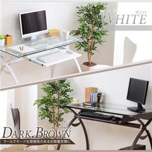 ガラス天板ダークブラウンデスク Amazon | ガラス天板パソコンデスク幅110cm【-Rbein-ラバイン