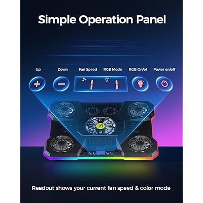ChillCore Laptop Cooling Pad, RGB Lights Laptop Cooler 9 Fans for 15.6-19.3 Inch Laptops, Gaming Laptop Fan Cooling Pad with 8 Height Stands, 2 USB Ports - A21 Blue