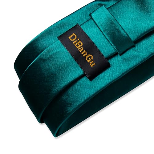 Image of DiBanGu Mens Solid Color Tie and Pocket Square Set Woven Silk Plain Necktie & Handkerchief for Men Wedding Party Formal