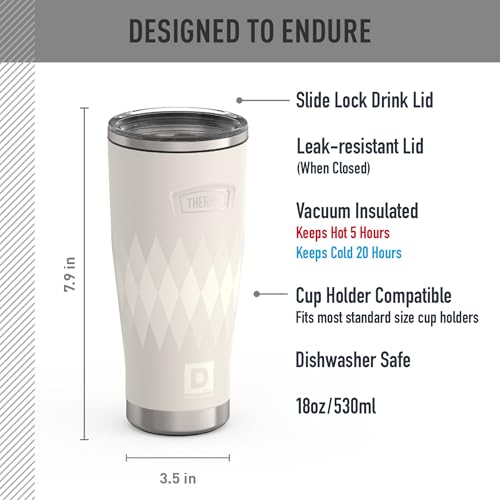 Image of THERMOS, Stainless Steel Tumbler with Slide Lock, 18 Ounce, Argyle