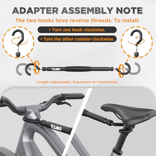 Image of TANX CF-002A Bike Adapter Bar, Adjustable Bike Bar Adapter for Bike Rack, Mounting Non-Standard Frames on Step-Thru, Women's & Folding E-Bikes, Heavy-Duty Design, Supports Up to 66lbs, Black