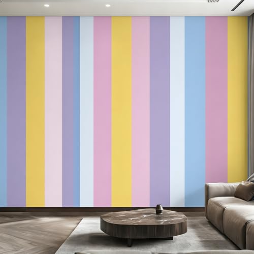 Papier peint rayures verticales colorées pour dynamiser le salon moderne - 2