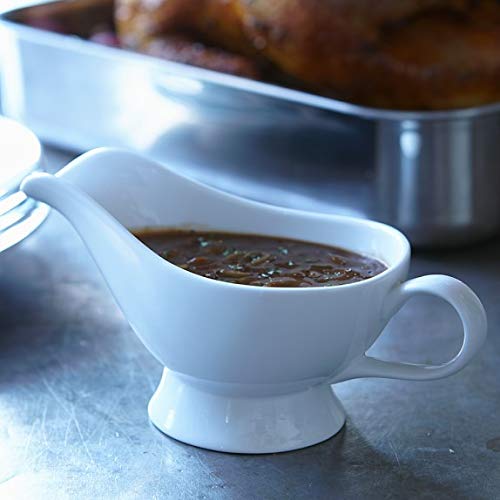 Gravy Boat - Fine Stoneware - Sleek & Elegant - For Sauces Or Broth - 10oz Capacity - Ivory (1)