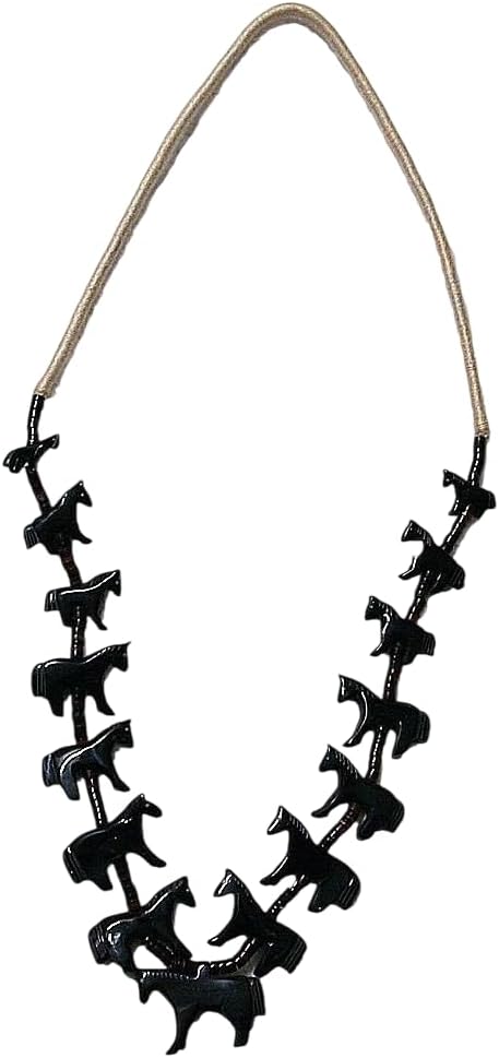 Black Horse Graduated Carved Resin Heishi Shell 32" Fetish Necklace FN64/2526