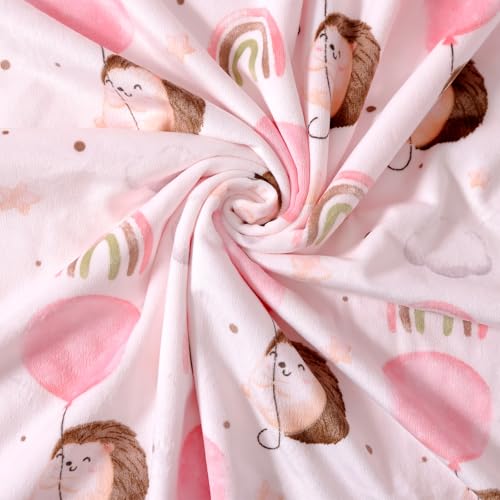Image of Baby Nursery Bed Blankets Ultra Soft Double Layer Mini Blanket Minky Blanket Receiving Blankets Shower Gifts(Hedgehog,45 * 60in)