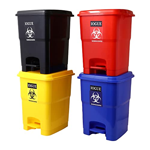Image of Plastic Bio Medical Pedal Garbage Waste Dustbin 32 Litre (YELLOW + BLUE + BLACK + RED PACK OF 4)