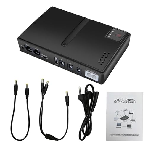 Batería Mini UPS, Fuente de Alimentación Ininterrumpida de Respaldo para Enrutador, Módem, Cámara de Seguridad, con Salida de 15V 24V PoE 5V 9V 12V USB 18W DC (Enchufe de la UE)
