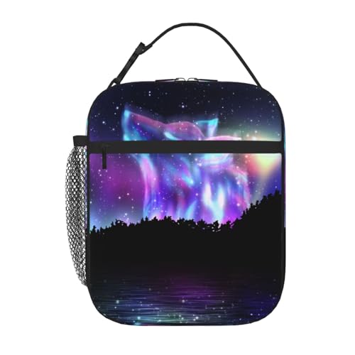 UEQIKI Galaxy Wolf Insulated Lunch Bag for Women & Men