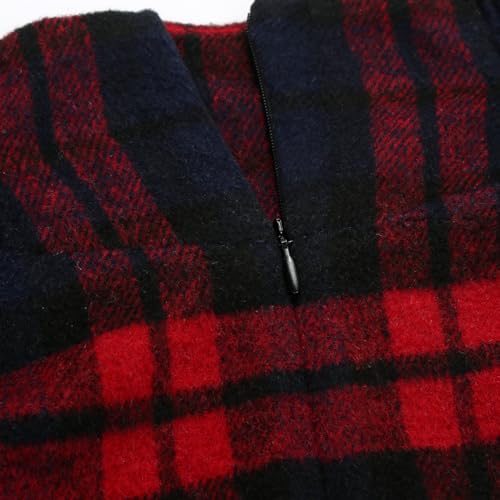 Image of IDEALSANXUN Women's Fall Winter High Waisted Wool Plaid A-line Long Skirt