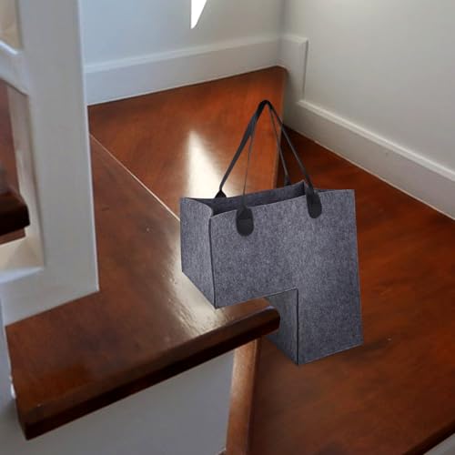 Cesta para escaleras en forma de L de fieltro resistente con asas para hogar 7